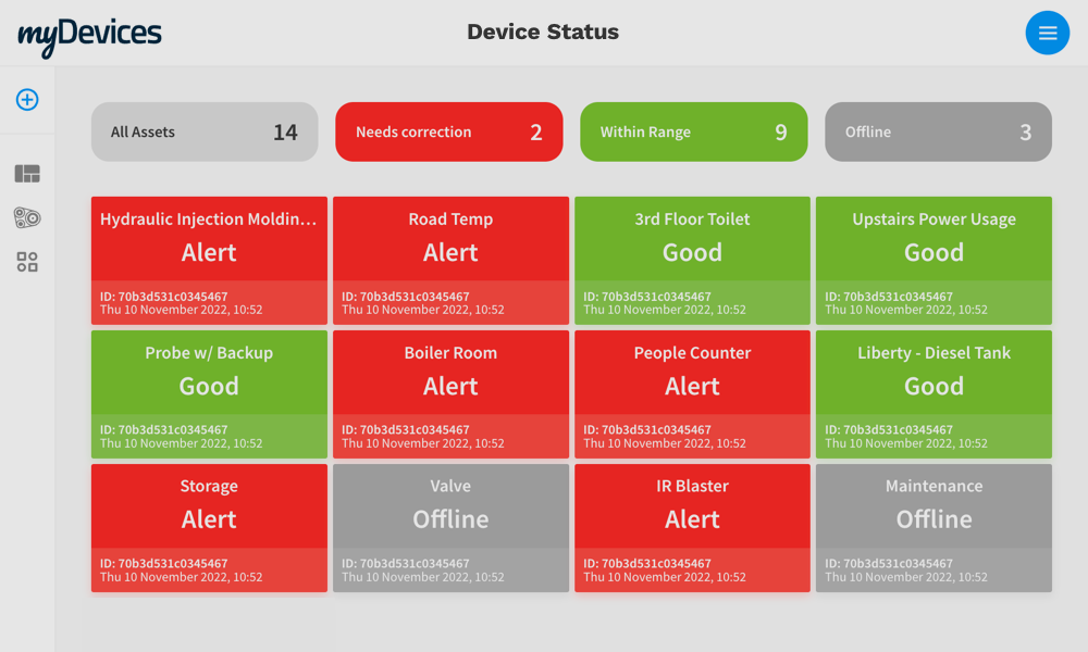 Screenshot of the myDevices App